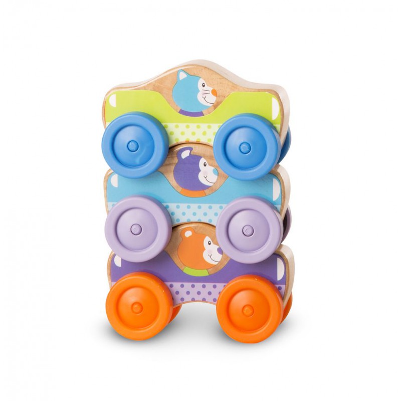 Jucarie Masinute de stivuit cu animale, +9 luni, Melissa&Doug